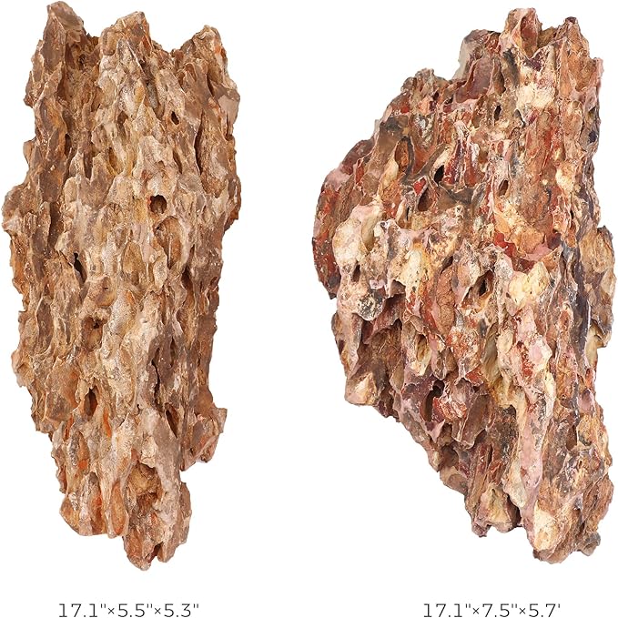 14-16 Inches Natural Dragon Stone 2 PCS Ultra Large Aquarium Rocks for Aquascaping, Aquarium Landscaping, Terrariums, Fish Tank Decoration, Vivariums, Paludarium, Amphibian Enclosures-PurrikoPets