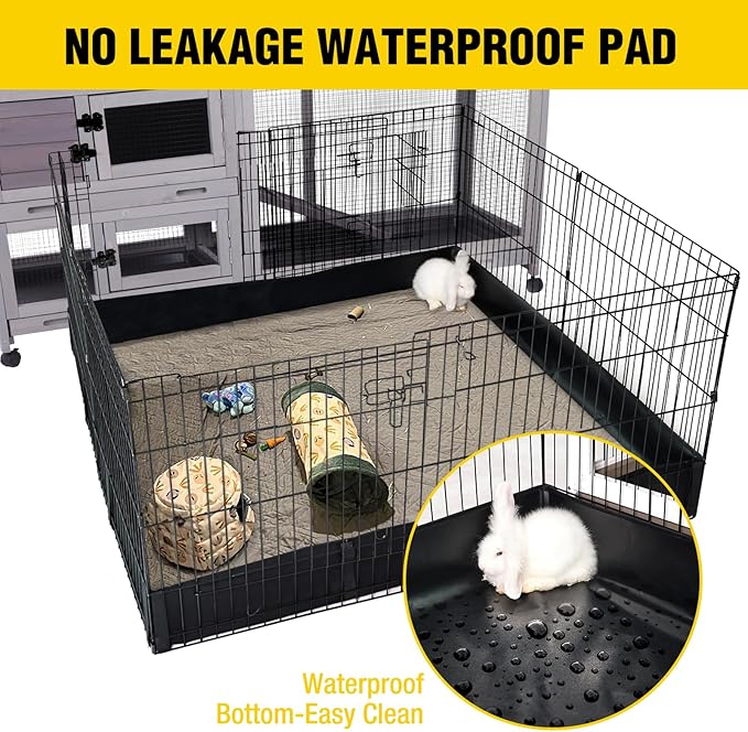Aivituvin Rabbit Playpen Pet Pen Small Animal Cage with Waterproof Liner - Extension Playpen-PurrikoPets