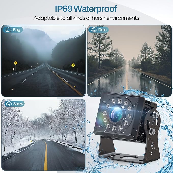 1080P Backup Camera for Truck, 7" IPS Touchscreen Monitor Front and Rear View Dual Cameras, IP69 Waterproof, IR Night Vision for Truck, Trailer, Camper, Included 32GB Card-PurrikoPets