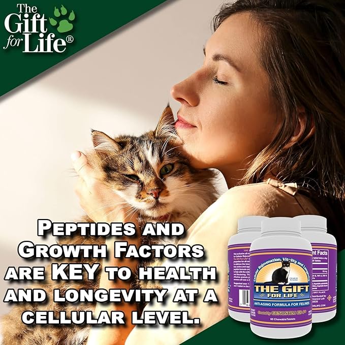 Feline Peptides, Peptides for Cats, Life Extending Cat Supplement, Immune Supplement, Joint Supplement, Skin and Coat Supplement for Cats, 60 Tablets-PurrikoPets
