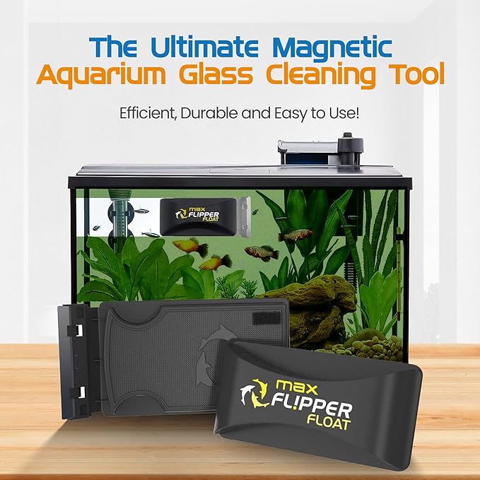 FL!PPER Flipper Cleaner Float - 2-in-1 Floating Magnetic Aquarium Glass Cleaner - Fish Tank - Scrubber & Scraper Aquarium Cleaning Tools – Fish Tank, Max-PurrikoPets