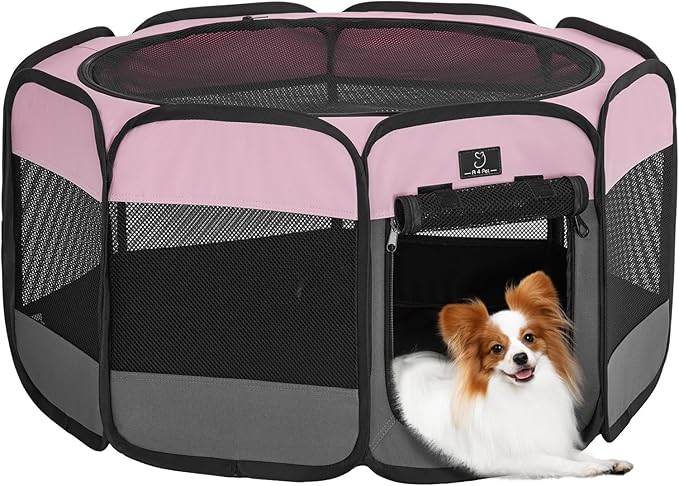 A 4 Pet Portable Cat Play Pen for Cats, 27" Foldable Kitten Playpen for Puppy/Cat/Rabbit/Chick, with Removable Zipper Top & Mesh Panel(11”W × 7.5”H)-PurrikoPets