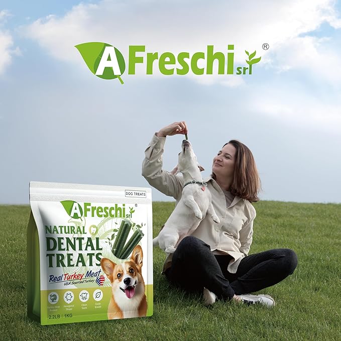Afreschi Turkey Dental Sticks for Dogs, 2.2 lb – All Natural Dog Chews, USA-Sourced Trukey, Hypoallergenic, Long-Lasting Chew for Puppies and Adult Dogs, Grain-Free, Signature Series-PurrikoPets