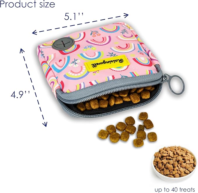 Dog Treat Pouch for Pet Walking and Training with Clicker Poop Bags Small Fanny Zipper Pack Holder for Puppy Snack Dispenser Kit for Leash and Outdoor Use (Rainbow)-PurrikoPets