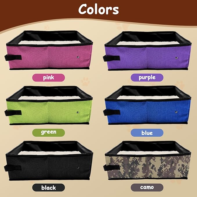 Foldable Travel Litter Box for Cats, Waterproof Portable Cat Travel Litter Box Folding, 15.75 * 11.82 * 3.94 Inches, Traveling & Camping Cat Supplies - Blue-PurrikoPets