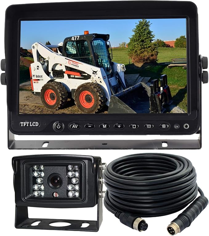 AHD 1080P 7" Reverse Rear View Backup Camera System, Camera with Night Vision Waterproof IP69K Vibration-Proof 10G for Tractor/Truck/Bus/Motorhome/Excavator/Caravan/Skid Steer/Harvester-PurrikoPets