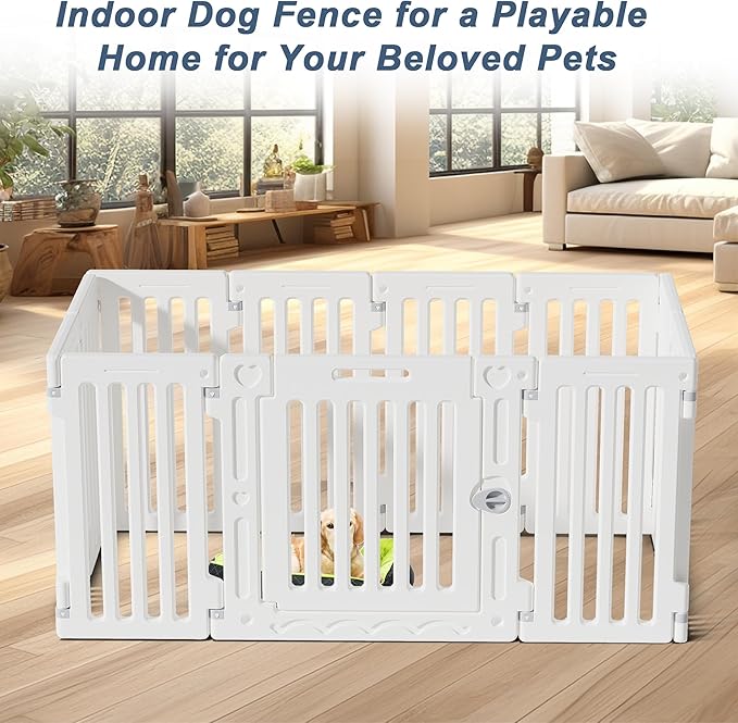 Dog Playpen with Door, DIY Shape Combination Puppy Pen,25.5" H 10-Panel Dog Fence,Non-Slip & Secure Pet Gate, Easy to Assemble-PurrikoPets