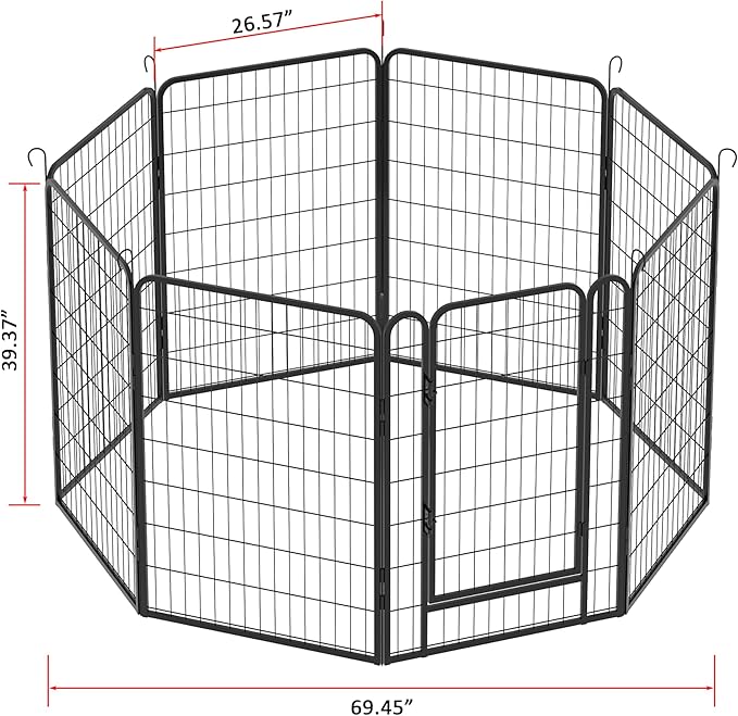 Dog Playpen, Outdoor Dog Fence, 12 Panels, 40" H Dog Pen for Large/Medium/Small Dogs, Heavy Duty Metal Pet Fence with Gate, Portable Dog Fence for RV Camping and Yard (Black)-PurrikoPets