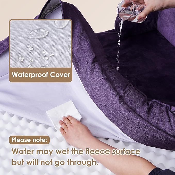 EHEYCIGA Orthopedic XL Dog Beds, Waterproof Memory Foam Dog Bed for Extra Large Dogs, Non-Slip Bottom and Egg-Crate Foam Big Pet Couch Bed with Washable Removable Cover, Purple-PurrikoPets