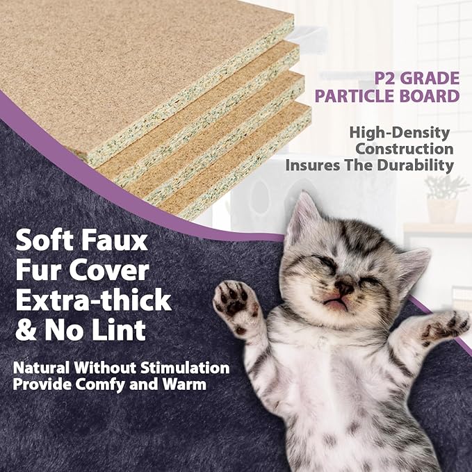 70 Inches Cat Tower for Indoor Cats, Multi-Level Cat Condos with Scratching Posts, Hanging Toys, Ashy-PurrikoPets