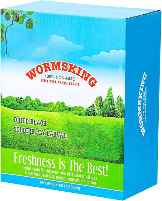 10LB Dried Black Soldier Fly Larvae, More Calcium Than Dried Mealworms, High Protein Chicken Feed, Poultry Treat-PurrikoPets