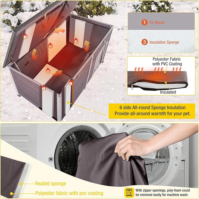 Aivituvin Outdoor Dog House 59" Extra Large Insulated Dog Kennel with Insulation Liner for Winter,All-Around Iron Frame-PurrikoPets