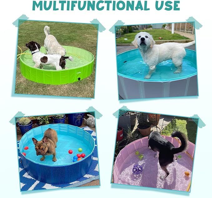 Furrybaby Dog Pool Foldable Dog Pools for Large Dogs with Hard Plate Collapsible Pet Bath Pool Kiddie Grey 63''-PurrikoPets