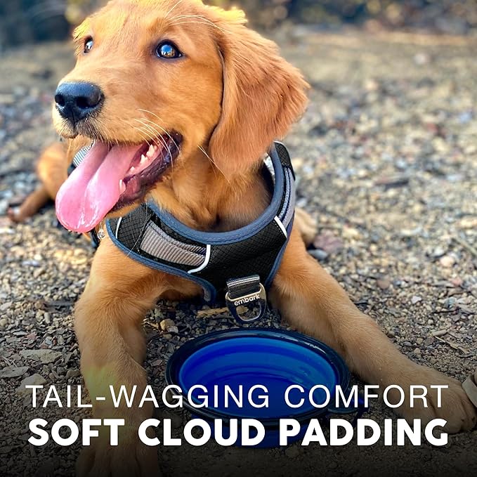 Embark Adventure Dog Harness, Reflective Trim No Pull Dog Harness for Large Dogs - Military Grade Nylon, Front Clip with Gel Lined Handle. Soft & Padded Puppy for Any Breed-PurrikoPets