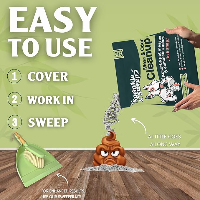 Dog Pee Cleaner | Pet Accident Cleanup Powder | Vomit Cleanup Kit for Hard Surfaces | Puppy Potty Training Aid | Dog Diarrhea Accident Absorbent | Non-Toxic Odor Remover-PurrikoPets