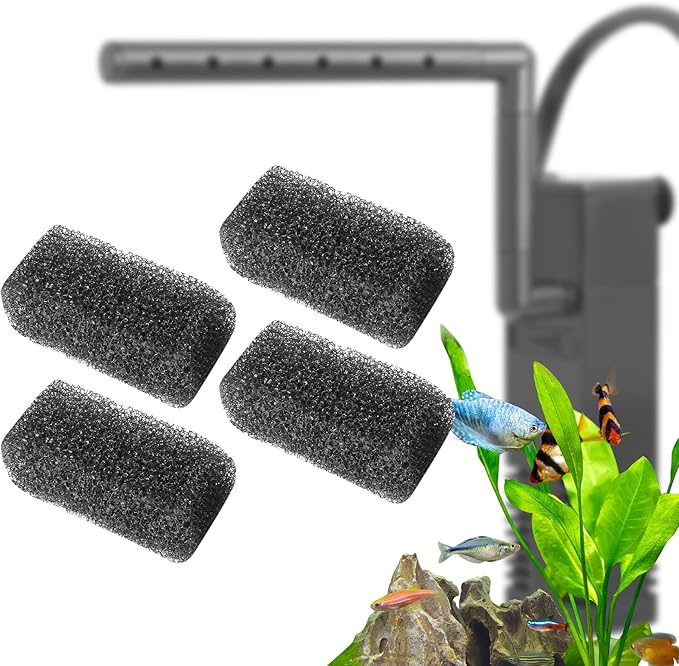 FEDOUR 4PCS Replacement Aquarium Biochemical Sponge for 3W Aquarium Filter, Aquarium Filter Sponges for Replacement (Sponge 4pcs for 3W)-PurrikoPets