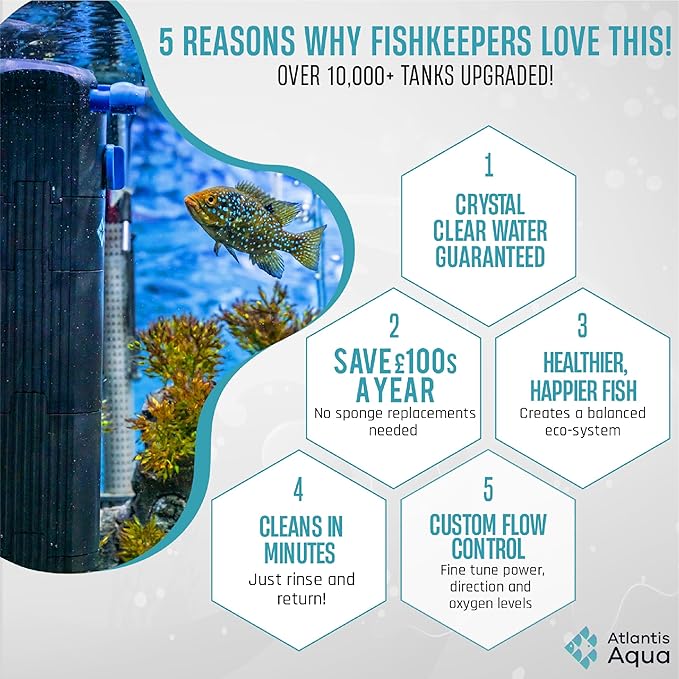 20 Gallon Fish Tank Filter up to 55 Gallons | Quiet Fish Tank Filter | Crystal Clear Water | Turtle Tank Filter | Submersible Aquarium Filter, Filter for Fish Tank, 50 Gallon Fish Tank Filter-PurrikoPets