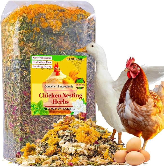 21 oz Chicken Nesting Herbs Flowers - 1.3lb Poultry Blend Herbs 12 Premium Nesting Box Herbs for Chicken Coop Refresher Boost Egg Laying Hens Herb Supplement for Backyard-PurrikoPets