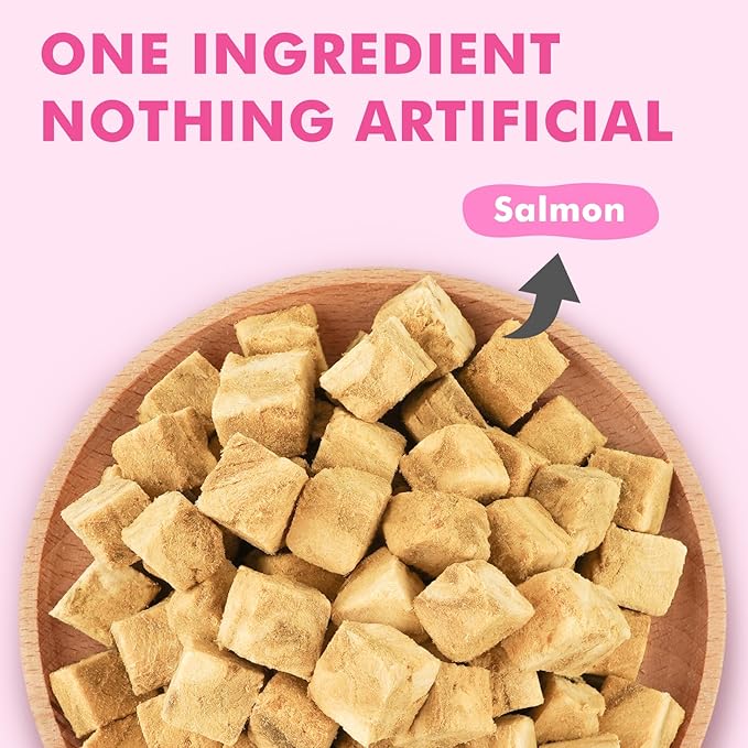 Freeze Dried Cats & Dogs Raw Treats, All Natural Single Ingredient Salmon, High Protein Healthy Pet Training Treats or Food Topper, 10.6 oz-PurrikoPets