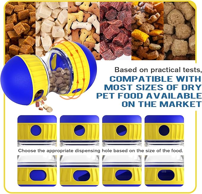 Dog Treat Dispensing Puzzle Toy Adjustable Food Dispenser Slow Feeder Puppy Enrichment Training Rolling Ball Pet Interactive Chase Toys for Small Medium Large Dogs to Keep Them Busy-PurrikoPets