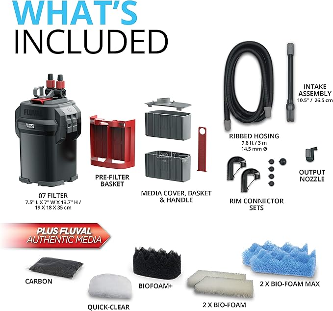 Fluval 107 Perfomance Canister Filter - for Aquariums Up to 30 Gallons - Aquarium Canister Filter-PurrikoPets