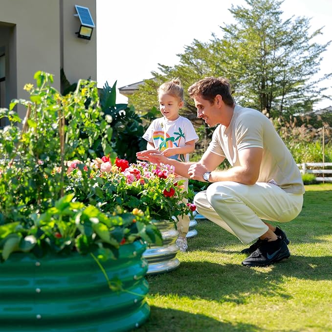 2pack 8×4×1ft Raised Garden Bed，Outdoor Galvanized Planter Boxes, Oval Large Metal Raised Garden Beds for Vegetables-PurrikoPets