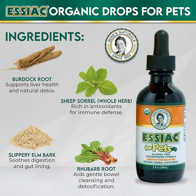 Essiac for Pets | USDA Organic | Daily Drops for Immune Support and Longevity | Pre-Measured Dropper | Alcohol Free Concentrated Formula | 2oz (59ml)-PurrikoPets