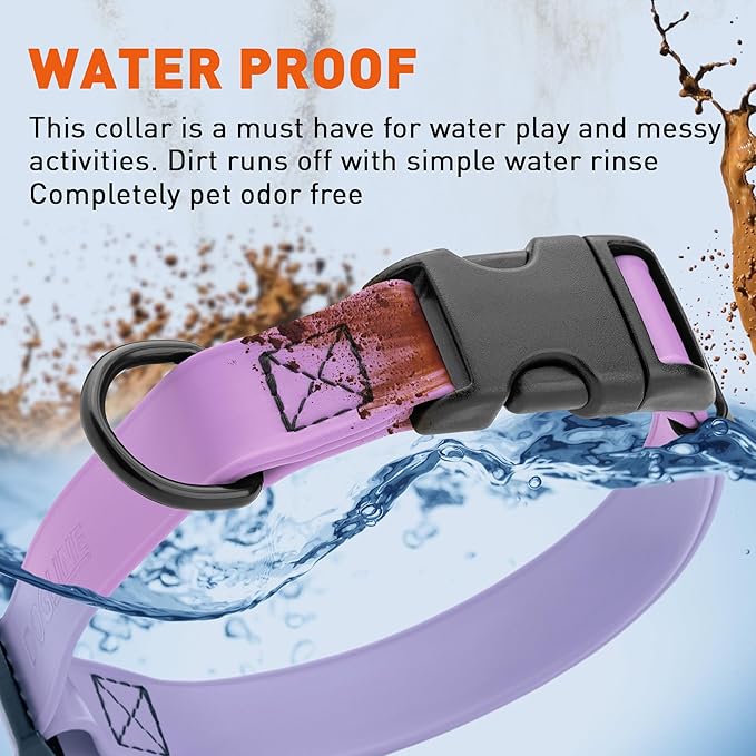 Dogline Biothane Waterproof Dog Collar with Quick Release Buckle Strong Coated Nylon Webbing with Odor- Proof for Easy Care Easy to Clean Fits Small Medium Large Dogs, Amethyst Purple 5/8" W 9-14" L-PurrikoPets