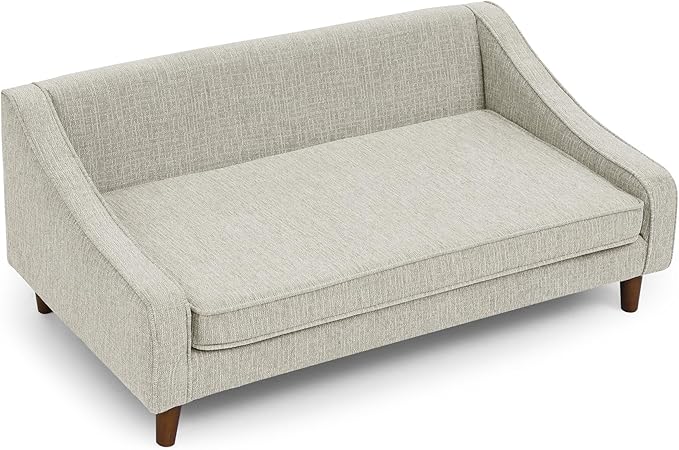 Dog Sofa Couch for Medium to Large Dogs, Durable Pet Sofa with Washable Fabric, Elevated Mini Dog Bed with Wooden Legs for Medium and Large Dogs, Beige-PurrikoPets