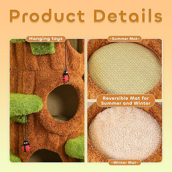 90.5'' Luxury Cat Tree for Indoor Cats, All-in-One Tall Cat Tower with Scratching Post, Multi-Level House, Wood Condo for Multi-Cat Families (Green)-PurrikoPets