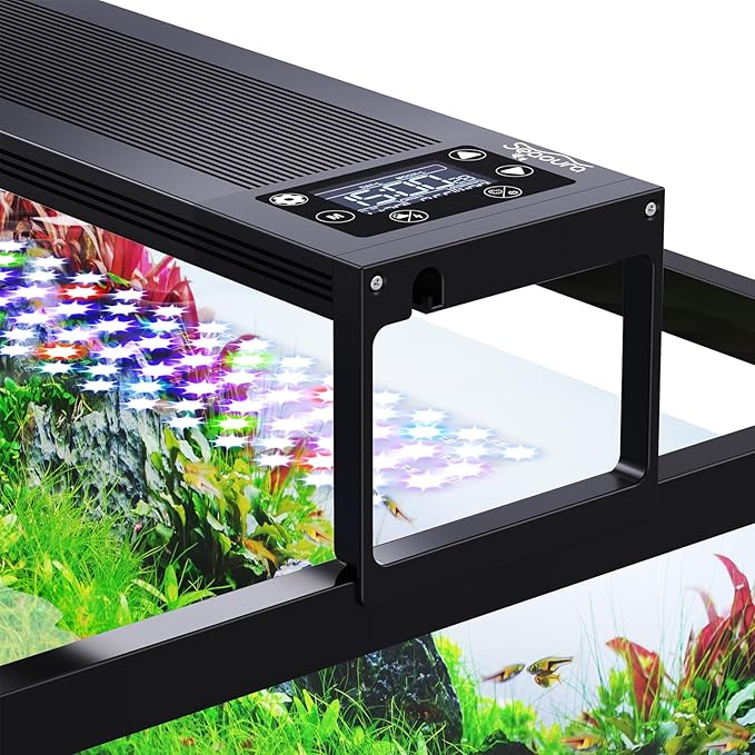 24/7 LED Aquarium Light for 30-36 Inch Fish Tank, Auto On Off with Timer, 9 Colors, Adjustable Brightness, Daylight Moonlight Mode, Full Spectrum Fish Tank Light for Plants, 56W-PurrikoPets