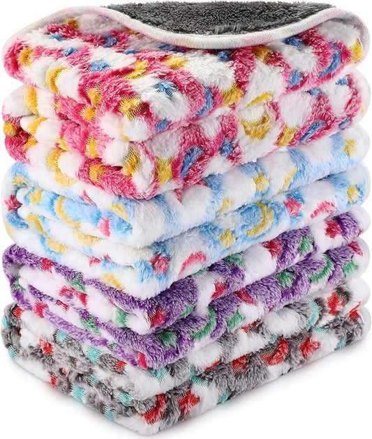 4 Pcs Waterproof Guinea Pig Blankets Washable Small Animal Fleece Bedding Absorbent Guinea Pig Cage Liners Reusable Pet Pee Pad Sleep Mat Pad Cover for Hamster Ferret (Moon Star Pattern,12 x 12 Inch)-PurrikoPets