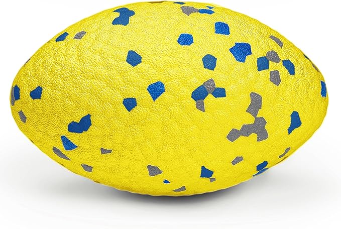 4.72" Indestructible Large Rugby Balls for Aggressive Chewers Durable Olive Bouncy Interactive Football Toy for Dogs Fetch Game Lightweight Floating Outdoor Training, Yellow-PurrikoPets