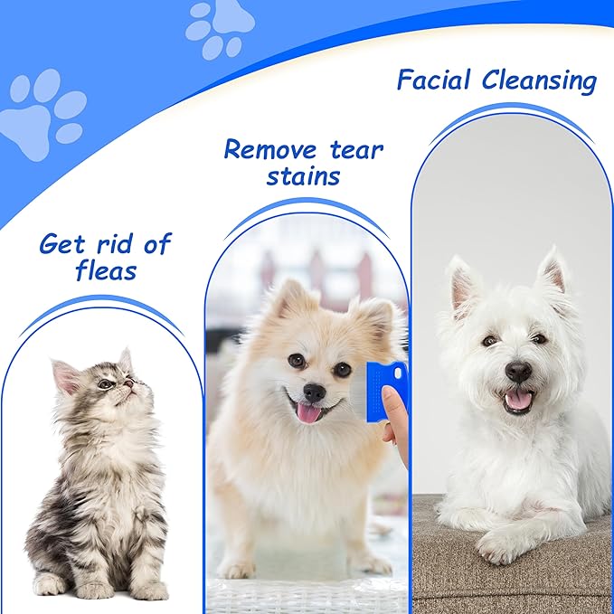 2 Pack Professional Eye Comb For Pets,Stainless Steel Tear Stain Remover For Cats & Dogs,Gentle Round-Head Grooming Tool,Precisely Removes Stains, Dirt And Debris From The Eye Area-PurrikoPets