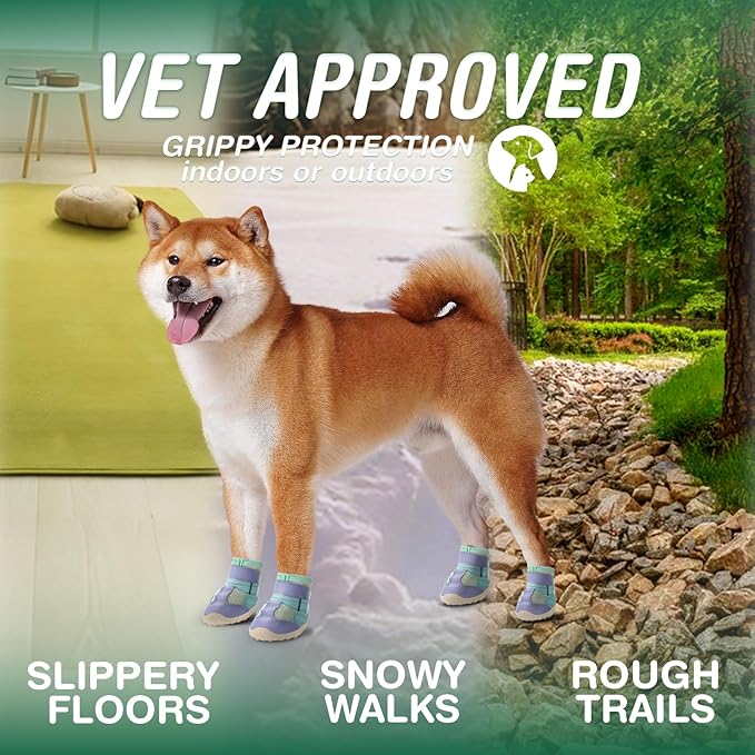 Dog Shoes for Large Dogs, Anti-Slip Dog Boots for Winter Snow, Hot Pavement, Dog Booties & Paw Protectors Blue Size 6-PurrikoPets