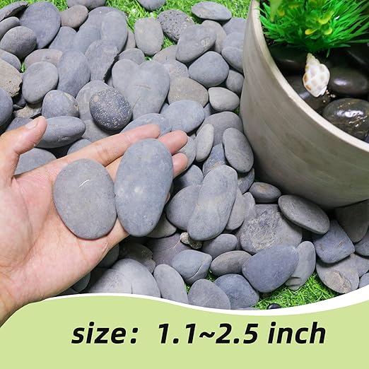 2.4LB River Rocks,Mexican Beach Pebbles for Plants,Potting,Garden Landscape Stone Paving Stone Grey 1Inch - 2Inch-PurrikoPets