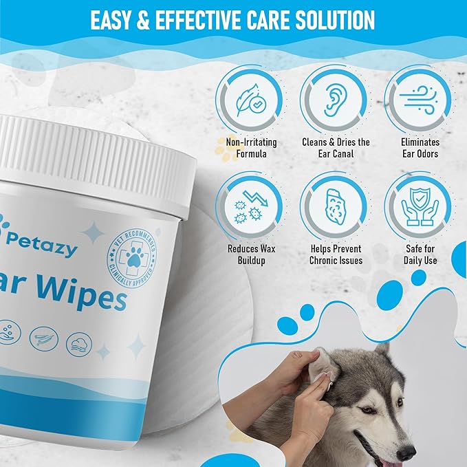 Dog Ear Wipes for Dog Yeast Wax Itch and Odor | Unscented Dog Ear Cleaner for Dogs | Natural Cleaning Puppy Ear Wipes | Soothing Ear Wipes for Pets Cat | Natural Ingredients | 125 XL Pcs-PurrikoPets