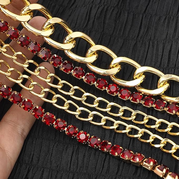 Suyi Multilayer Chain Belt Rhinestone Metal Chain Belts for Women Punk Gold Waist Chain
