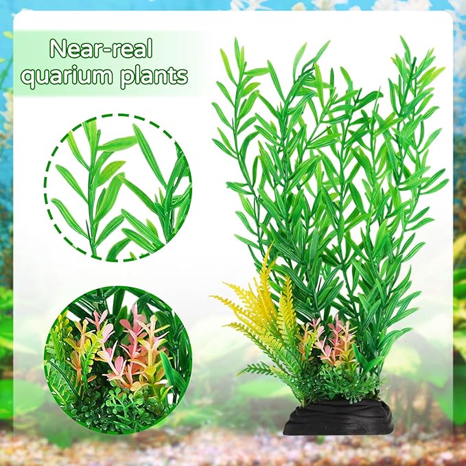 Fish Tank Plants, 20pcs Aquarium Decor Green Plants Artificial Aquarium Decorations Plant, Fish Tank Accessories for Household and Office Aquarium Simulation, Small to Large-PurrikoPets
