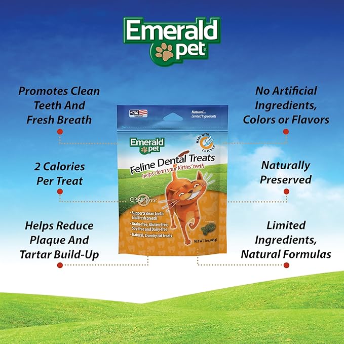 Feline Dental Treats — Tasty and Crunchy Cat Dental Treats Grain Free — Natural Dental Treats to Clean Cat Teeth, Freshen Cat Breath, and Reduce Plaque and Tartar Buildup — Chicken Treats, 3 oz-PurrikoPets