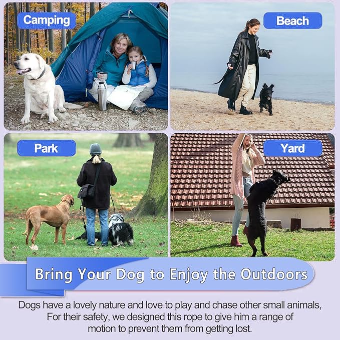 10FT Heavy Duty Dog Tie Out Cable for Large Dogs up to 125lbs, Durable Runner Tether Line (Blue)-PurrikoPets