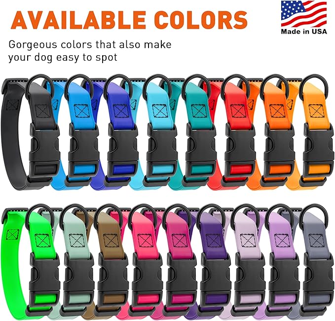 Dogline Biothane Waterproof Dog Collar with Quick Release Buckle Strong Coated Nylon Webbing with Odor- Proof for Easy Care Easy to Clean Fits Small Medium Large Dogs, Tangerine Orange 1" W 15-23" L-PurrikoPets