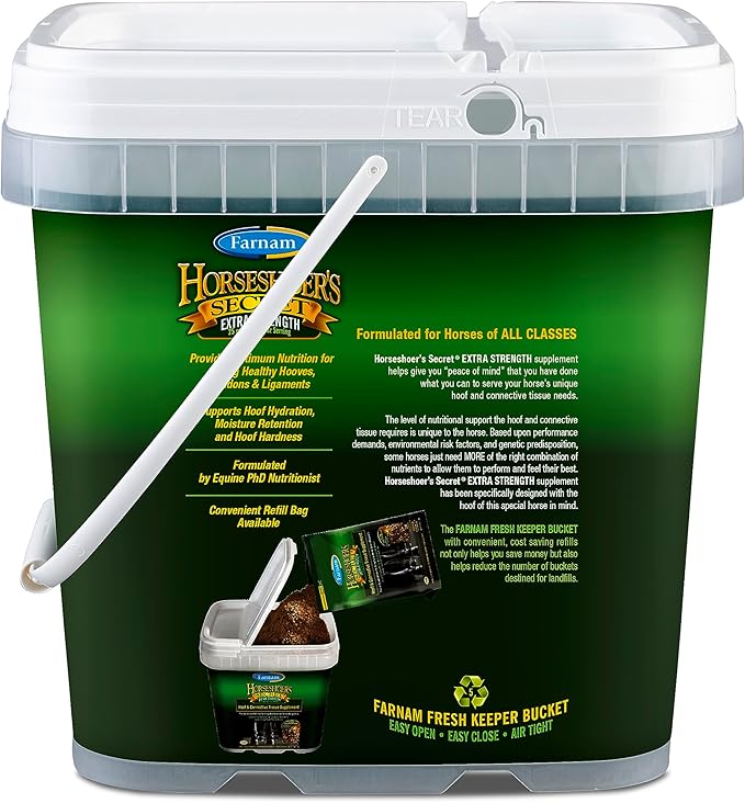 Farnam Horseshoer's Secret Extra Strength Hoof Supplements & Connective Tissue Supplement, Promotes Strong, Healthy Hooves, Tendon & ligaments, 7.5 lbs, 60 Day Supply-PurrikoPets