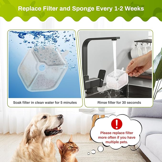 9 Packs Replacement Filters and Sponges for 152oz/4.5L Wireless Cat Water Fountain, ZEKIRY Cat Water Fountain Filters, 5-Layer Filtration System Pet Fountain Filters-PurrikoPets