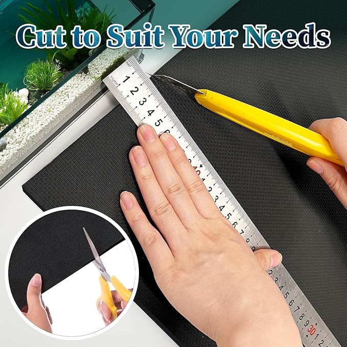 15 x 30 x 0.2 Inches Aquarium Leveling Mat 2PCS/Set Neoprene Non-Slip Shockproof Fish Tank Pad Waterproof Textured Surface for Uneven Surfaces Durable Fish Tank Mat with Easy-Cut Edges-PurrikoPets