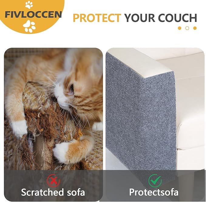 78.7"x15.8"Self-Adhesive Climbing Cat Scratch Protector Pads - Trimmable Furniture Guard for Sofa, Walls & Floors, DIY Cat Tree/Tower/Bed, Replaceable Scratch-Resistant Mats (Light Gray)-PurrikoPets