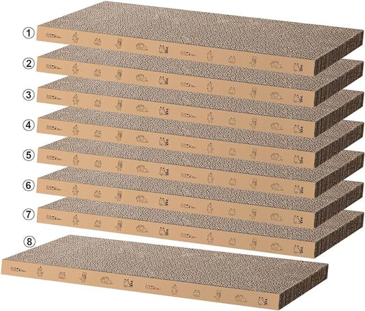 8 Packs in 1 Cat Scratch Pad, Cat Scratcher Cardboard,Reversible,Durable Recyclable Cardboard, Suitable for Cats to Rest, Grind Claws and Play-PurrikoPets