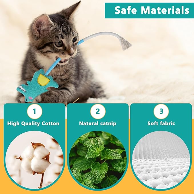 3pcs Safe Cat Rope Toy with Catnip,Teeth Clean Toy for Cat, Cat Chew Toys for Indoor Cat,Kitten Interactive Toys-PurrikoPets