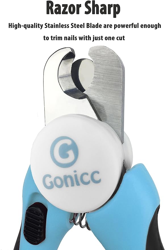 gonicc Professional Small Dog and Cat Nail Clippers Sharp Stainless Steel Pet Nail Trimmers(with Free Nail File in Handle), with Safety Guard to Avoid Overcutting-PurrikoPets