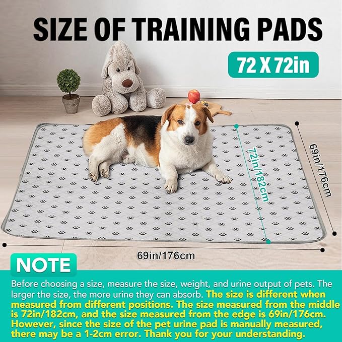 1 Pack Extra Large 72"X72" Washable Pee Pads for Dogs Super Absorbent Dog Training Pads Non-Slip Waterproof Pet Training Pads Mats Whelping Pads for Dogs Cats Puppy-PurrikoPets